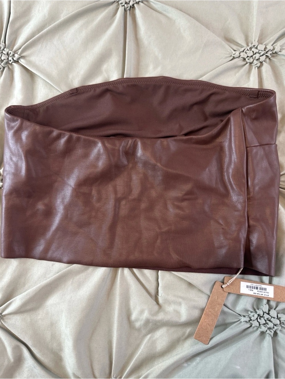 SKIMS Brown Strapless Faux Leather Tube Top #519CL - Picture 4 of 5